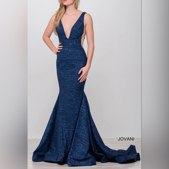 Jovani Deep Blue Prom Dress - Picture 1 of 2